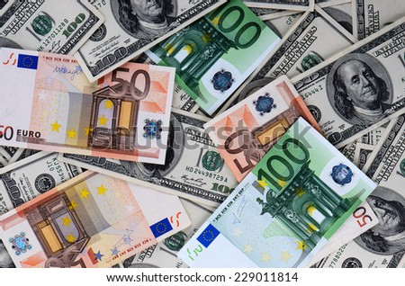 Background from dollars and euro