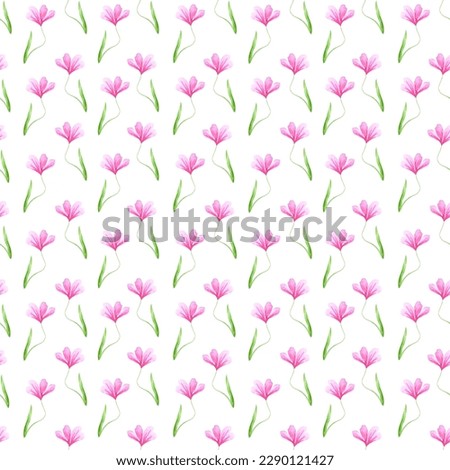 Hand drawn watercolor pink abstract flower seamless pattern on white background. Gift-wrapping, textile, fabric, wallpaper