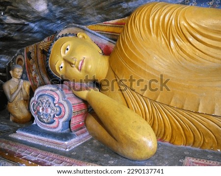 Reclining buddha, Mulkiligala Rock caves, Sri Lanka. High quality photo