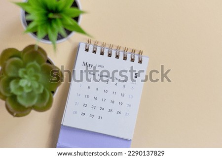 Calendar for May 2023 on the desktop for managing and planning every day