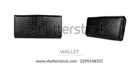 Black leather wallet isolated on white background. High quality photo