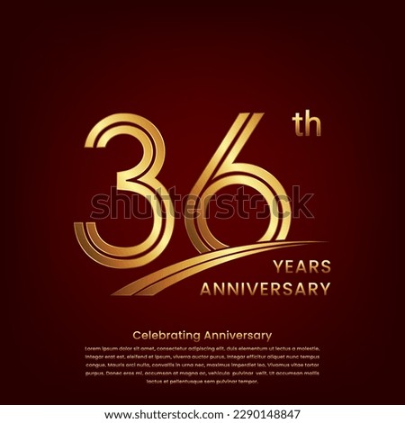 36th Anniversary logo with double line concept design, Golden number for anniversary celebration event. Logo Vector Template