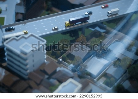 Urban construction model buildings and traffic