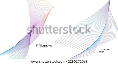 Set Abstract lines colors design element on white background of waves. Vector Illustration eps 10 for grunge elegant business card, print brochure, flyer, banners, cover book, label, fabric

