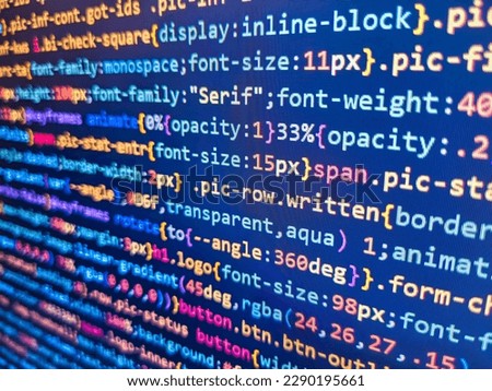 Abstract Technology Binary code Background. SEO optimization. Screen display of computer script coding. Script procedure creating