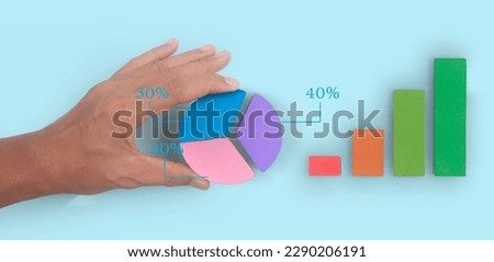 Business connecting  cubes chart in a hand