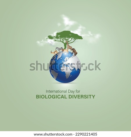 International Day for Biological Diversity creative theme. International Day for Biological Diversity vector banner, poster design. Planet Earth with animal and tree icon Royalty-Free Stock Photo #2290221405