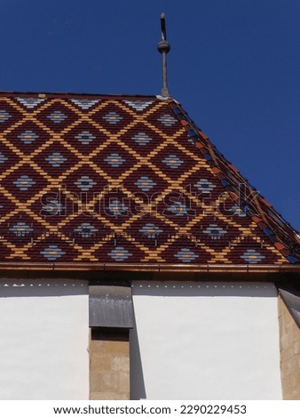 Close up roof of Lutheran cathedral, Sibiu, Romania. High quality photo