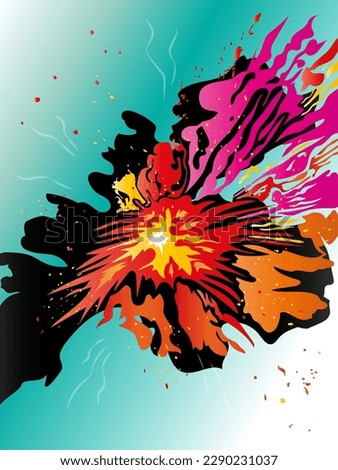 Abstract dynamic futuristic multicolored exploding background.