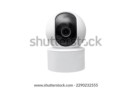 Closed up of Smart home wireless security camera isolated on white background, using for security monitoring or private cctv Royalty-Free Stock Photo #2290232555