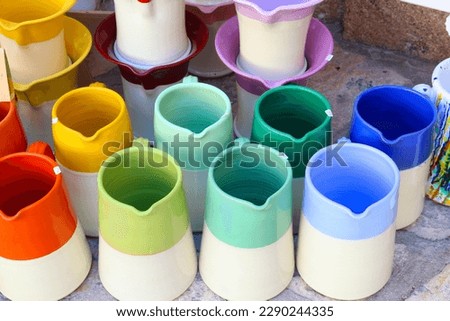 Italy - Polignano a Mare. Apulia region colorful handicraft ceramics. Royalty-Free Stock Photo #2290244335