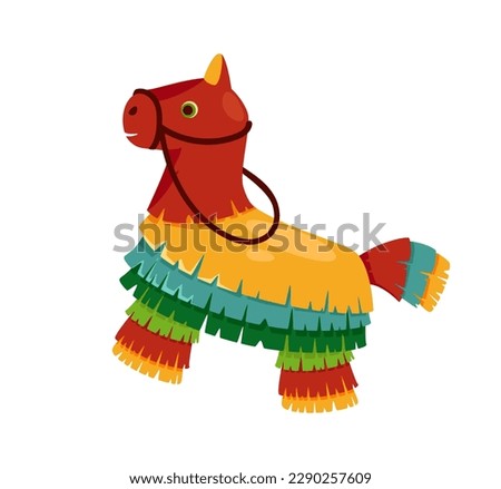 Concept Welcome to Mexico candy toy. The illustration is a flat, vector design concept of a colorful candy toy in the shape of a traditional Mexican pinata. Vector illustration.