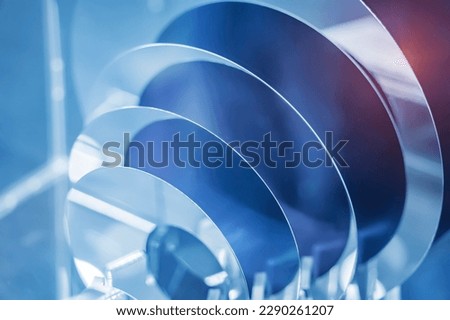 silicon wafer semiconductor with blue color in holder box Royalty-Free Stock Photo #2290261207