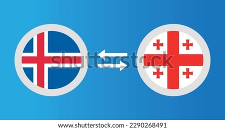 round icons with Iceland and Georgia flag exchange rate concept graphic element Illustration template design
