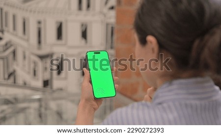 Close Up of Businesswoman Using Phone with Green Screen