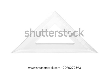 Transparent triangle plastic ruler on white background