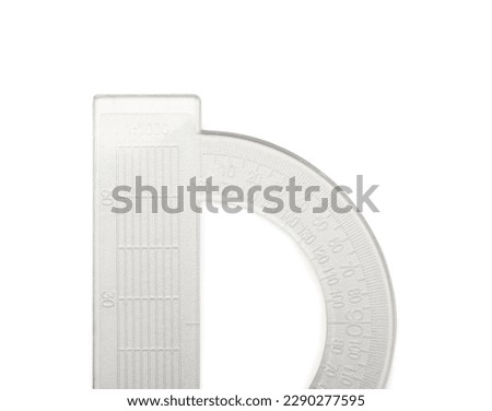 Plastic protractor on white background