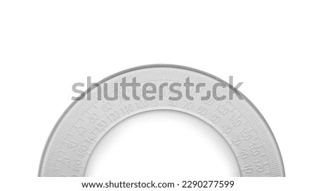 Plastic protractor on white background