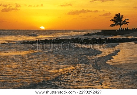 Sunset at Hastings Beach - Barbados Island Royalty-Free Stock Photo #2290292429