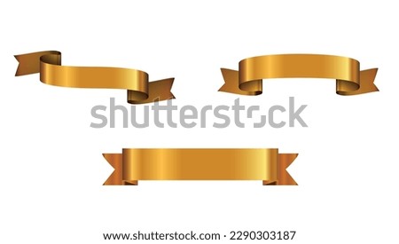 Golden ribbon set. Gold color