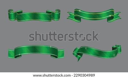 Green ribbon set. green color