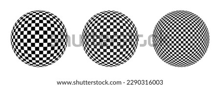 Sphere Ball With Chess Checkered Pattern Black and White Vector Illustration