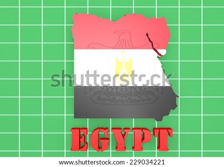 3d Map illustration of Egypt with map and coat of arms