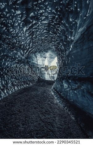 Katla Ice Cave in Iceland is a well known place to go and see Ice cave. 
Katla is Iceland´´  s biggest volcano and going into a ice cave right next to it gives you a scary feeling 