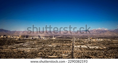 Panoramic View of Las Vegas shot from a Helicopter Royalty-Free Stock Photo #2290382193