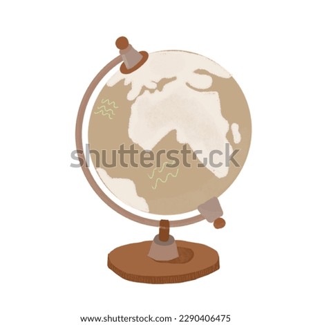 Neutral colored globe aesthetic clip art transparent background PNG travel world earth