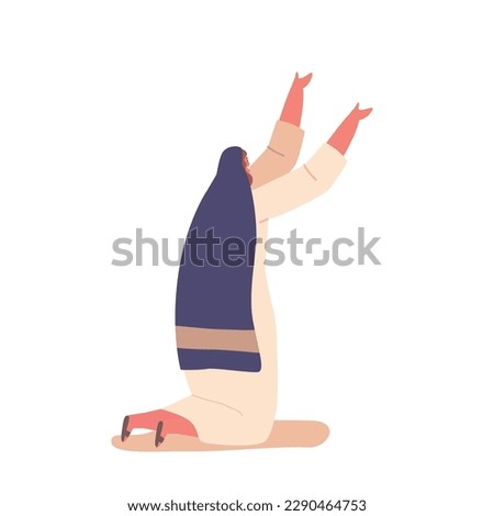 Ancient Israelite Woman Sitting With Uplifted Hands Rear View, Expressing Fervent Emotion Or Prayer Cartoon Illustration Royalty-Free Stock Photo #2290464753