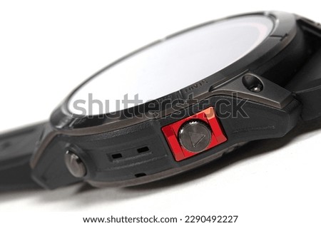 Modern black sport smartwatch isolated on a white background