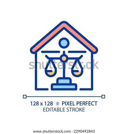 Property law pixel perfect RGB color icon. Real estate legal owning. Housing regulation by legislative system. Isolated vector illustration. Simple filled line drawing. Editable stroke