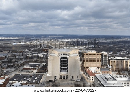 A look at Kansas City, Missouri from above the City Hall observation deck in downtown. 