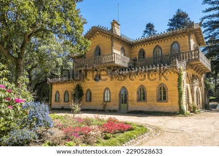 Chalet da Condessa d´Edla in Pena Park, Sintra, Lisbon region, Portugal. Historical cork wooden house in the Pena Palace garden in Sintra Town. Royalty-Free Stock Photo #2290528633