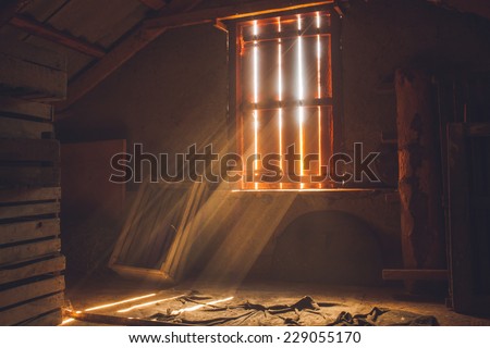 old attic of a house, hidden secrets Royalty-Free Stock Photo #229055170