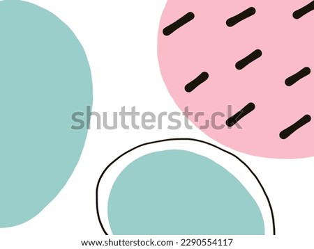 Minimal abstract wall art set vector. Abstract organic shapes with black line art background. Green, pink and white.