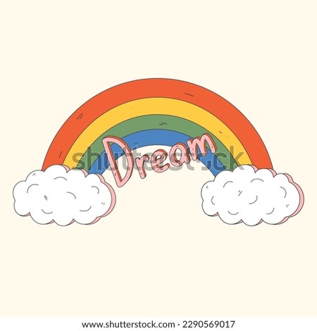 Cute rainbow with slogan. Vector illustration design for fabrics, textile graphics, prints