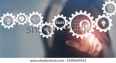 Business analytics (BA), business intelligence (BI). Data driven insights to make informed decisions. Using AI for the big data analytics. Utilizing data driven decision making to improve performance. Royalty-Free Stock Photo #2290569413