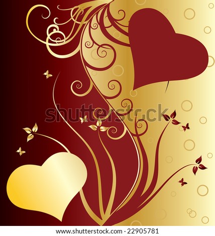 St. Valentine Day floral greeting card with hearts
