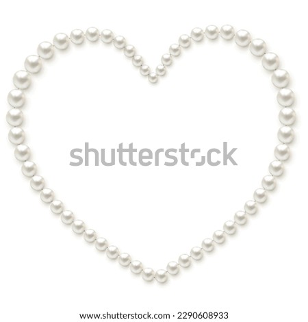 Pearls. Beads. Jewelry. Beautiful vector background. Pearl heart. Garland. Festive decoration. Royalty-Free Stock Photo #2290608933