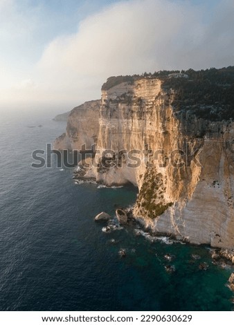 Cliff near a beach in Paxoi, Greece.
