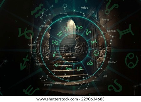 Zodiac sign icon on space background. Astrology.