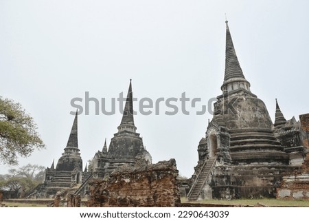 pagoda of Wat Phra Si Sanphet or temple of the holy, splendid Omniscient in sky background 