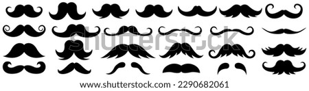 Set of hipster mustache icon. Different mustache collection. Vector illustration EPS 10 Royalty-Free Stock Photo #2290682061