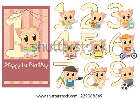 A vector illustration of kids birthday template with the options to change the age 