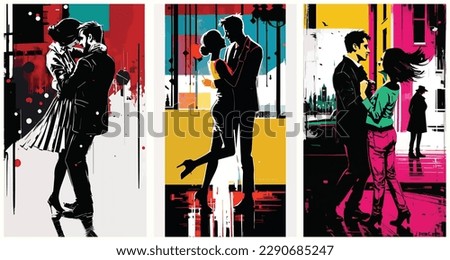Couple Man And Woman Dancing. Vintage Dance Stock Vector set collection of abstract vector illustration Royalty-Free Stock Photo #2290685247
