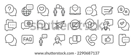 Speech buuble, dialogue, chat, communication thin line icons.  For website marketing design, logo, app, template, ui, etc. Vector illustration. Royalty-Free Stock Photo #2290687137