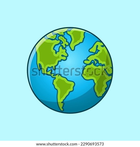 Cartoon planet Earth vector icon. World Earth day or environment conservation concept. Save green planet concept. Flat earth design vector illustration.