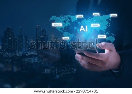AI Chat Artificial Intelligence, AI language model, Technology Innovation, Brain representing artificial intelligence, Digital transformation concept, Human and technology Royalty-Free Stock Photo #2290714731